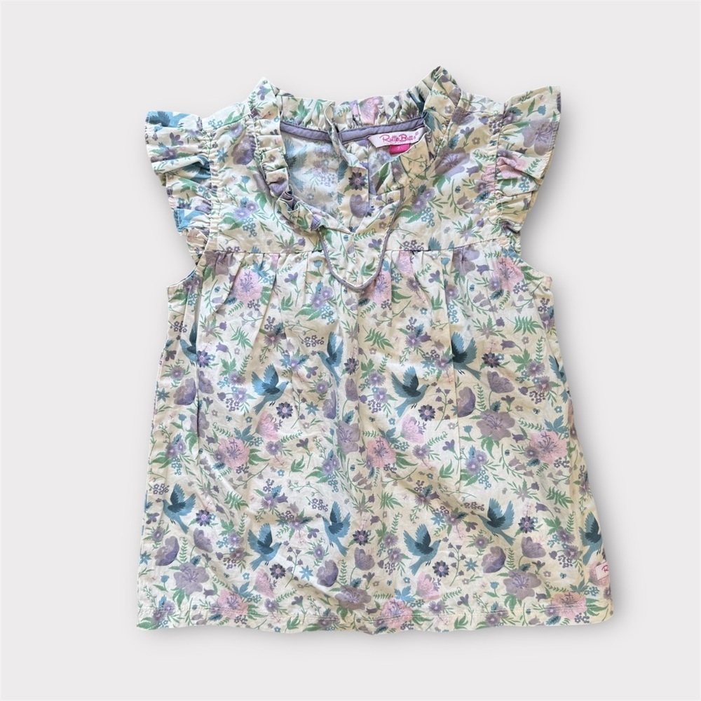 Ruffle Butts Girls Floral Top Blouse Size 7 Spring Easter 100% Cotton